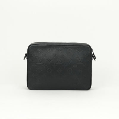 LOUIS VUITTON LOUIS VUITTON Duo Messenger Bag Shoulder Bag Monogram Shadow Leather Black Black Silver Metal Fittings