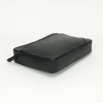LOUIS VUITTON LOUIS VUITTON Duo Messenger Bag Shoulder Bag Monogram Shadow Leather Black Black Silver Metal Fittings