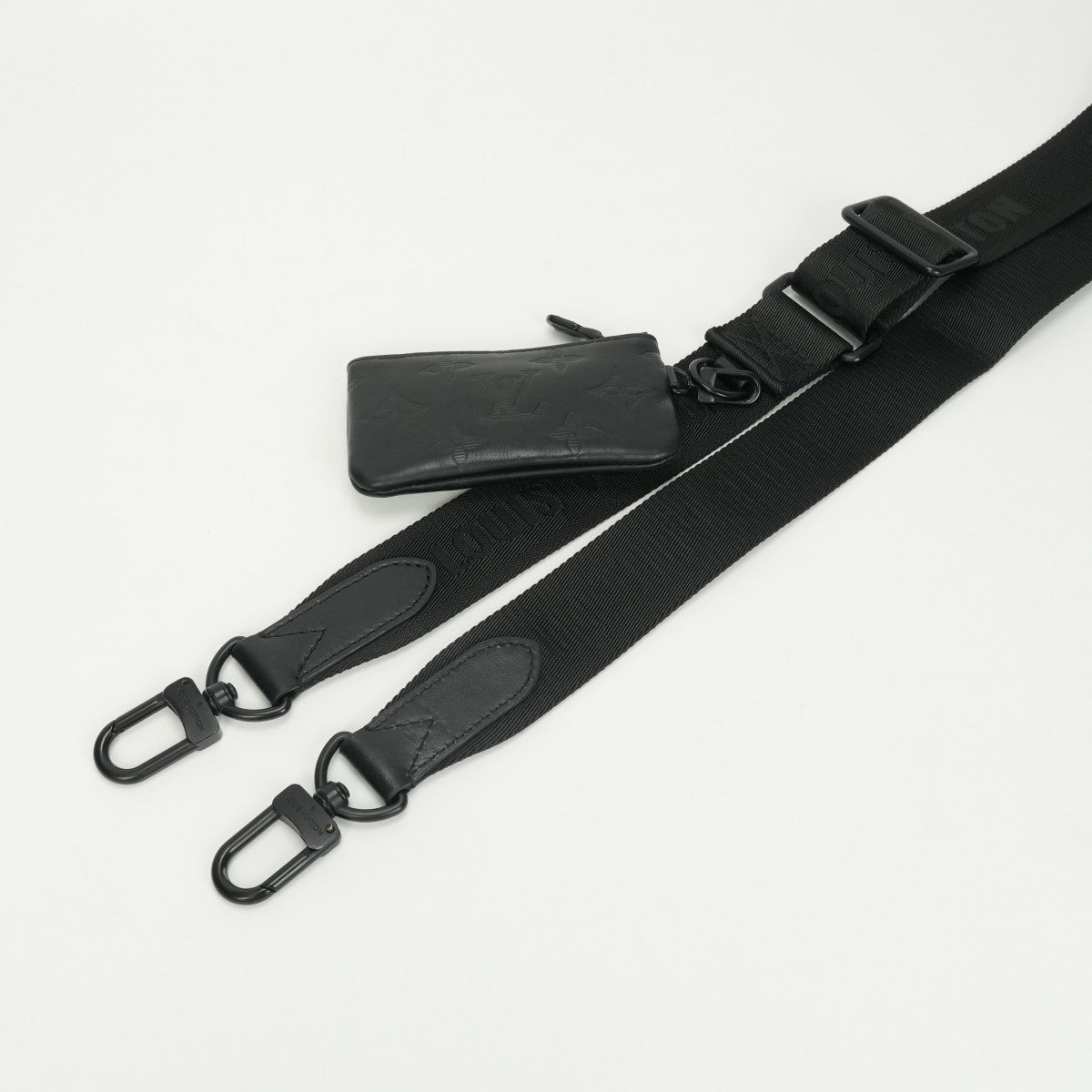 LOUIS VUITTON LOUIS VUITTON Duo Messenger Bag Shoulder Bag Monogram Shadow Leather Black Black Silver Metal Fittings