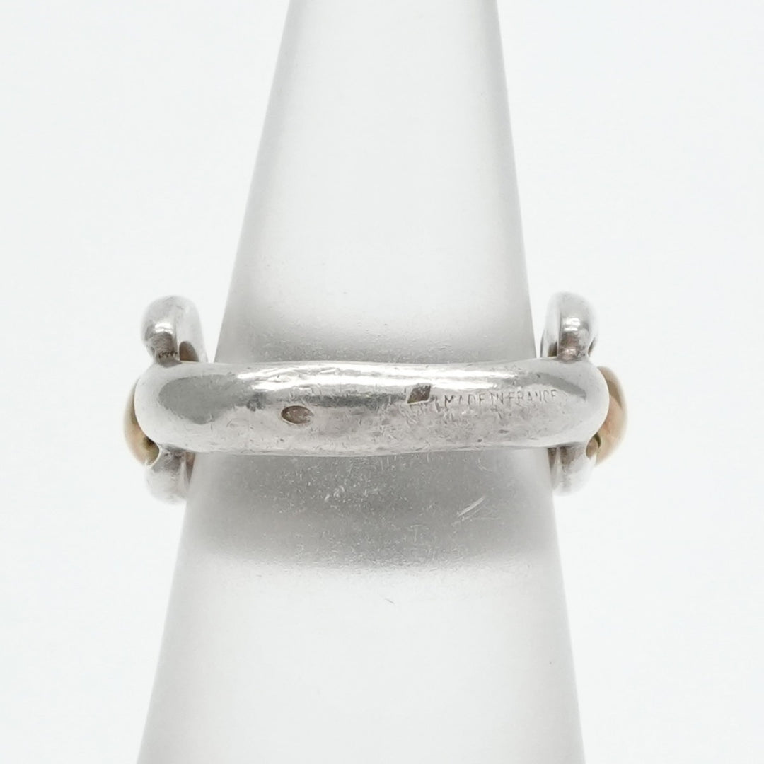 ス*犬様 エルメス シェーヌダンクル リング　750 925　ヴィンテージ　 8 エルメス HERMES シェーヌダンクル リング 指輪 925/750 シルバー 銀