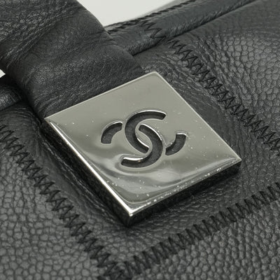 CHANEL 샤넬 Choco bar 가방 보스턴 백 캐비어 피부 검은 색 검은 실버 하드웨어