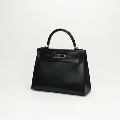 HERMES HERMES Kelly 28 Kelly 28 Bag Tote Bag Shoulder Bag Box Calf Noir Noir Black Black Silver Hardware Kelly 28Box calf outer stitching