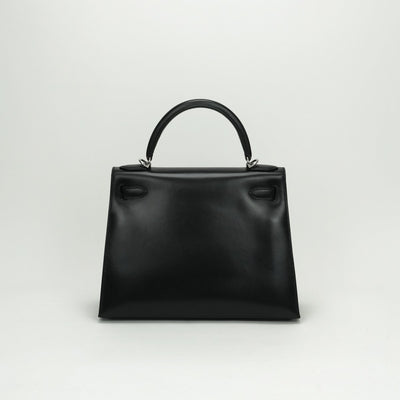 HERMES HERMES Kelly 28 Kelly 28 Bag Tote Bag Shoulder Bag Box Calf Noir Noir Black Black Silver Hardware Kelly 28Box calf outer stitching