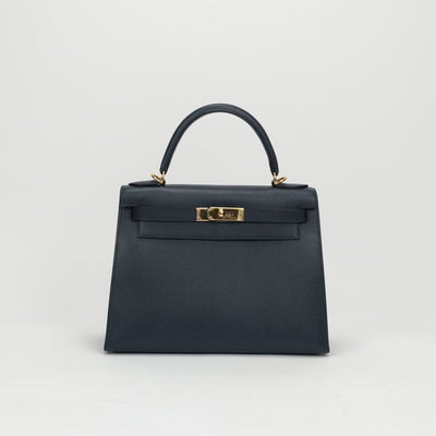 HERMES HERMES Kelly 28 Kelly 28 Bag Tote Bag Shoulder Bag Kushbell Blue Indigo Navy Navy Gold Metal Fittings Vaugh Epson KushbellKelly