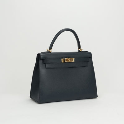 HERMES HERMES Kelly 28 Kelly 28 Bag Tote Bag Shoulder Bag Kushbell Blue Indigo Navy Navy Gold Metal Fittings Vaugh Epson KushbellKelly