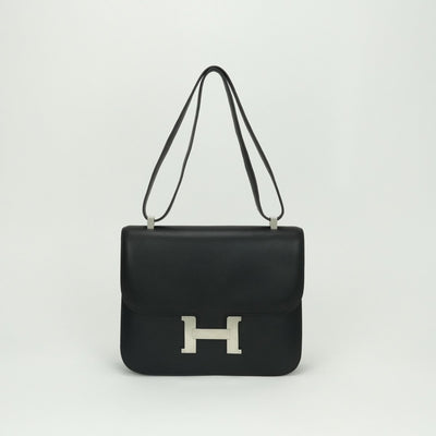 エルメス HERMES コンスタンス25 コンスタンス 25 バッグ ショルダーバッグ シャモニー ノワール noir ブラック 黒 シルバー金具 ボックスカーフ　バレニア　ヴァッシュ