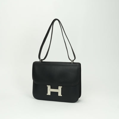 エルメス HERMES コンスタンス25 コンスタンス 25 バッグ ショルダーバッグ シャモニー ノワール noir ブラック 黒 シルバー金具 ボックスカーフ　バレニア　ヴァッシュ