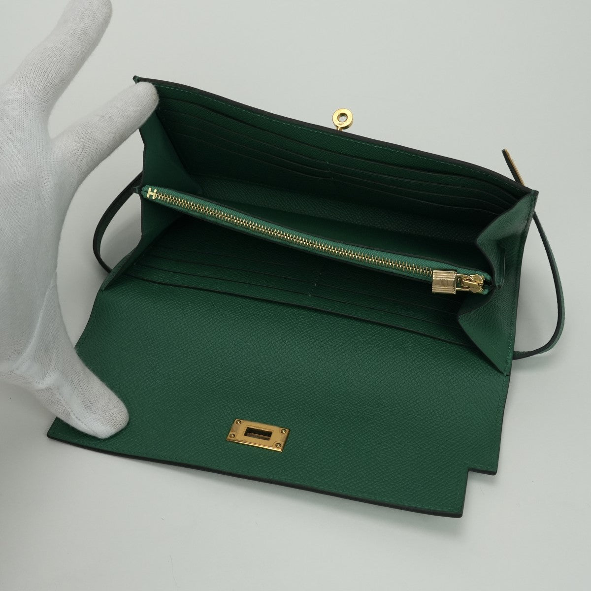 エルメス HERMES ケリーウォレット ケリーウォレットロング 財布 長財布 ロングウォレット エプソン ヴェールヴェルティゴ Vert Vertigo グリーン green 緑 ゴールド金具 ヴォーエプソン
