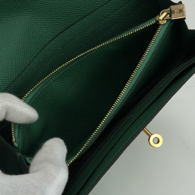 エルメス HERMES ケリーウォレット ケリーウォレットロング 財布 長財布 ロングウォレット エプソン ヴェールヴェルティゴ Vert Vertigo グリーン green 緑 ゴールド金具 ヴォーエプソン