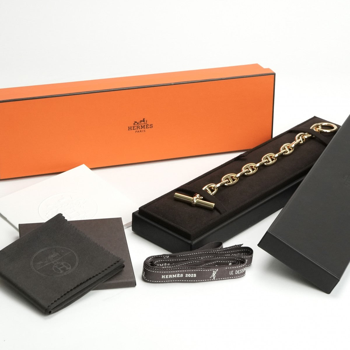 エルメス HERMES シェーヌダンクル ブレスレット バングル カフ 750 ゴールド 金 YG　K18　イエローゴールド　シェーヌ　新品未使用品