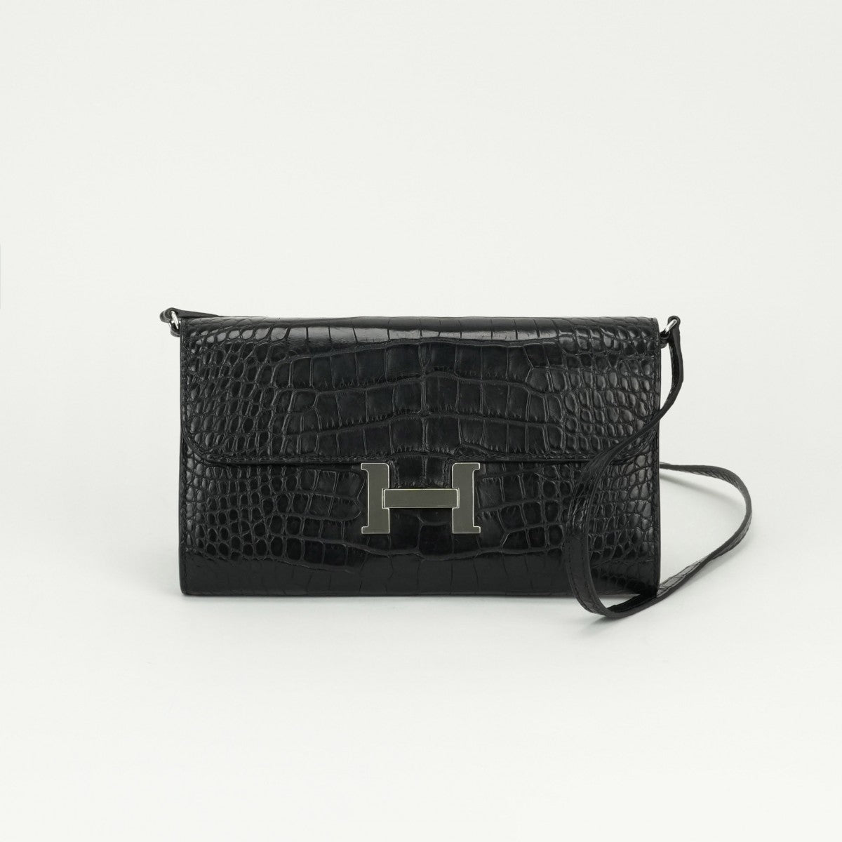 エルメス HERMES コンスタンストゥーゴー コンスタンス トゥーゴー 財布 長財布 ロングウォレット アリゲーターマット クロコダイル ノワール noir ブラック Black 黒 シルバー金具