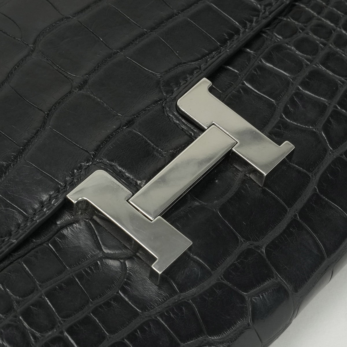 エルメス HERMES コンスタンストゥーゴー コンスタンス トゥーゴー 財布 長財布 ロングウォレット アリゲーターマット クロコダイル ノワール noir ブラック Black 黒 シルバー金具