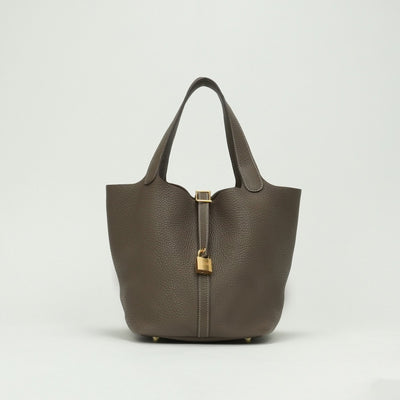 エルメス HERMES ピコタンロックMM ピコタンロック MM ピコタンロック22 バッグ トートバッグ トリヨンクレマンス エトゥープ Etoupe グレー Gray ゴールド金具