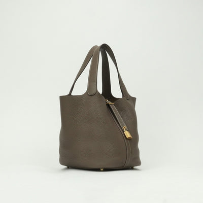 エルメス HERMES ピコタンロックMM ピコタンロック MM ピコタンロック22 バッグ トートバッグ トリヨンクレマンス エトゥープ Etoupe グレー Gray ゴールド金具