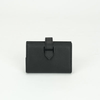 HERMES HERMES Bearn mini Bearn Mini Card Case Card Case Pass Case Epson So Black SO-BLACK Monochrome Black Black Black Metal Fittings Vaugh Epson Compact Wallet Mini Wallet