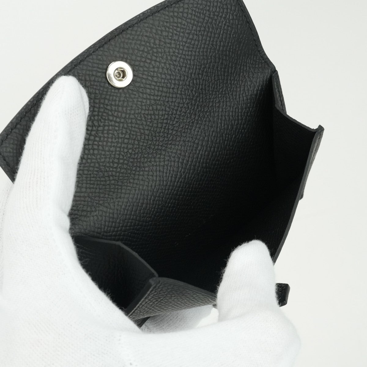 HERMES HERMES Bearn mini Bearn Mini Card Case Card Case Pass Case Epson So Black SO-BLACK Monochrome Black Black Black Metal Fittings Vaugh Epson Compact Wallet Mini Wallet