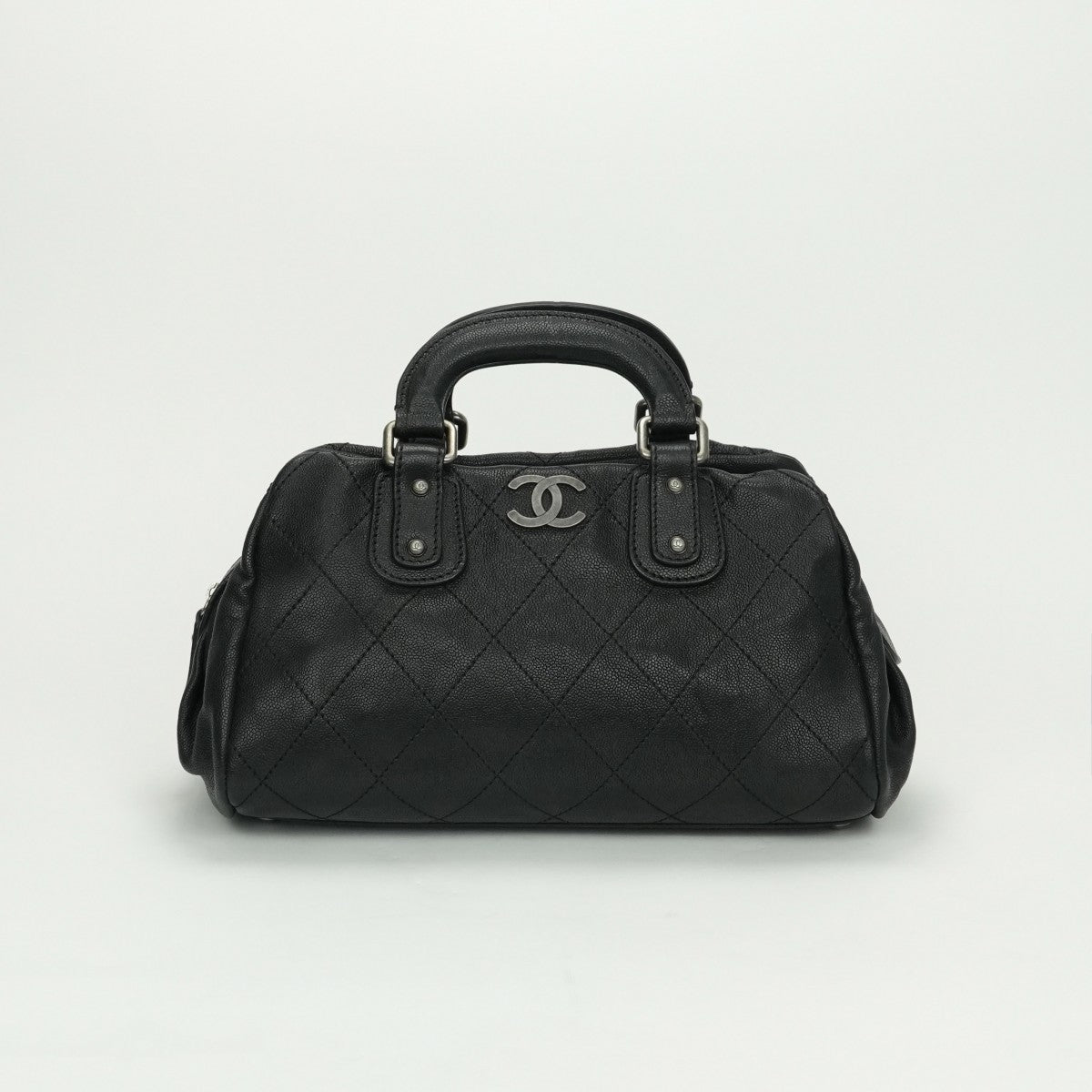 CHANEL 샤넬 Matelasse wild stitch 캐비어 피부 야생 스티치 코코 마크 가방 토트 백 캐비어 피부 검은 검은 총 금속 피팅 코코 마크 핸드백