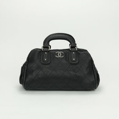 CHANEL 샤넬 Matelasse wild stitch 캐비어 피부 야생 스티치 코코 마크 가방 토트 백 캐비어 피부 검은 검은 총 금속 피팅 코코 마크 핸드백
