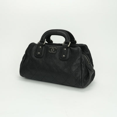 CHANEL 샤넬 Matelasse wild stitch 캐비어 피부 야생 스티치 코코 마크 가방 토트 백 캐비어 피부 검은 검은 총 금속 피팅 코코 마크 핸드백