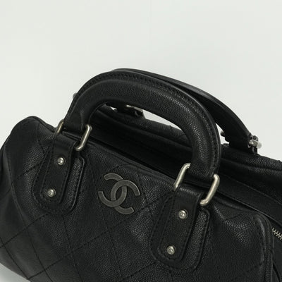 CHANEL 샤넬 Matelasse wild stitch 캐비어 피부 야생 스티치 코코 마크 가방 토트 백 캐비어 피부 검은 검은 총 금속 피팅 코코 마크 핸드백