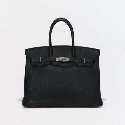HERMES 爱马仕 Birkin 35 Birkin 35 Bag 托特包 Taurillon Clemence Noir 黑色 黑银五金 手提包