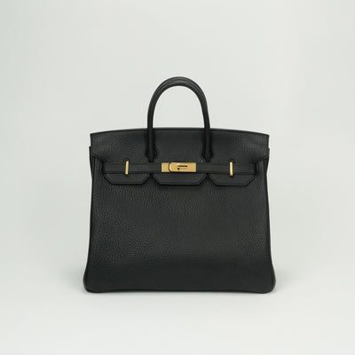 HERMES HERMES Haut a courroies 32 Haut a courroies 32 Bag, tote bag, fjord, noir, black, gold fittings