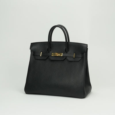 HERMES HERMES Haut a courroies 32 Haut a courroies 32 Bag, tote bag, fjord, noir, black, gold fittings