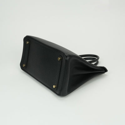 HERMES HERMES Haut a courroies 32 Haut a courroies 32 Bag, tote bag, fjord, noir, black, gold fittings