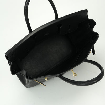 HERMES HERMES Haut a courroies 32 Haut a courroies 32 Bag, tote bag, fjord, noir, black, gold fittings