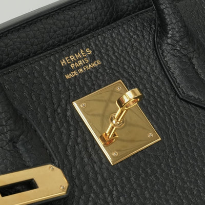 HERMES HERMES Haut a courroies 32 Haut a courroies 32 Bag, tote bag, fjord, noir, black, gold fittings