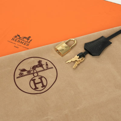 HERMES HERMES Haut a courroies 32 Haut a courroies 32 Bag, tote bag, fjord, noir, black, gold fittings