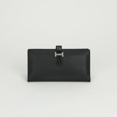 エルメス HERMES ベアンスフレタッチ ベアン スフレ タッチ 財布 長財布 ロングウォレット エプソン アリゲーター クロコダイル ノワール noir ブラック Black 黒 シルバー金具 ヴォーエプソン