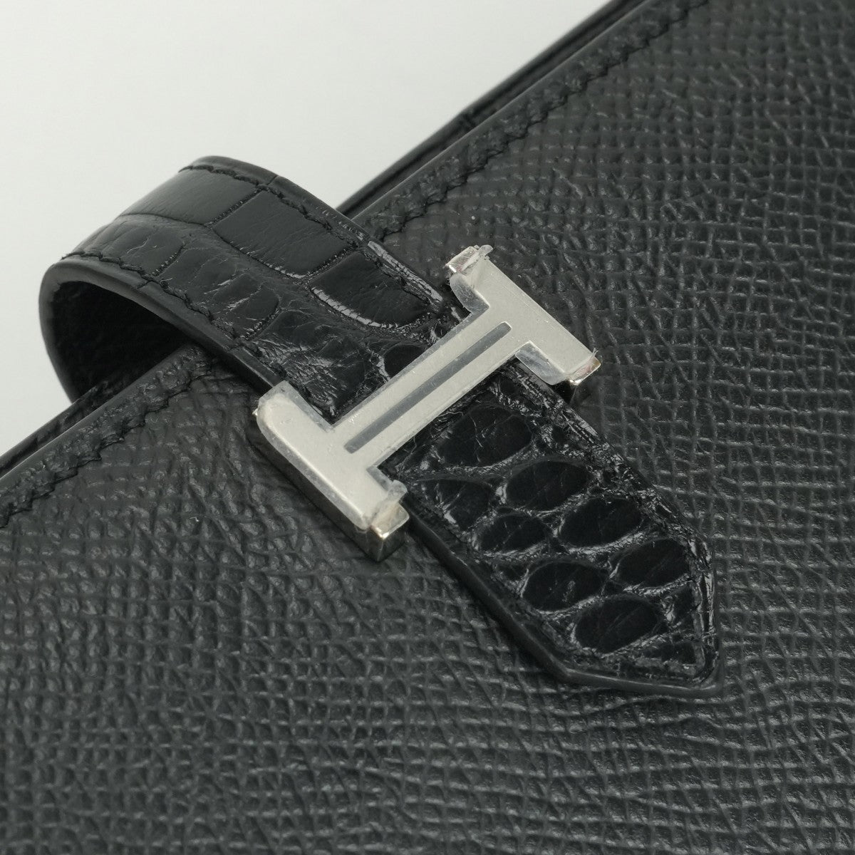 エルメス HERMES ベアンスフレタッチ ベアン スフレ タッチ 財布 長財布 ロングウォレット エプソン アリゲーター クロコダイル ノワール noir ブラック Black 黒 シルバー金具 ヴォーエプソン