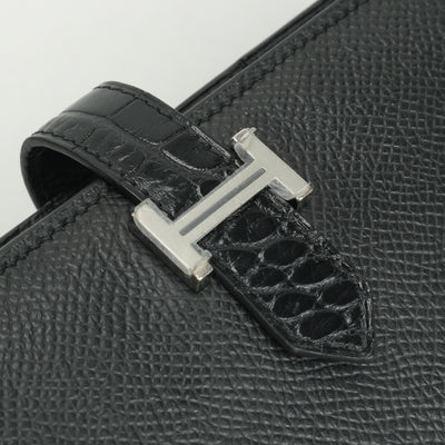 エルメス HERMES ベアンスフレタッチ ベアン スフレ タッチ 財布 長財布 ロングウォレット エプソン アリゲーター クロコダイル ノワール noir ブラック Black 黒 シルバー金具 ヴォーエプソン