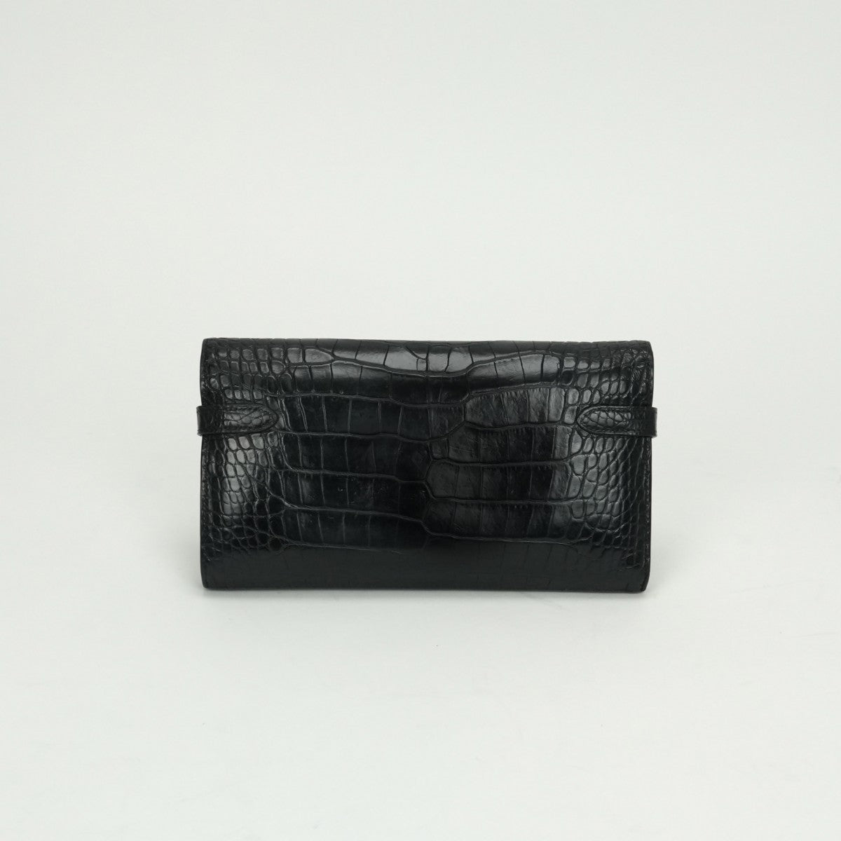 エルメス HERMES ケリーウォレット ケリーウォレットロング 財布 長財布 ロングウォレット アリゲーター クロコダイル ノワール Noir ブラック Black 黒 シルバー金具 エキゾチック