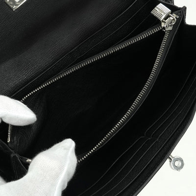 エルメス HERMES ケリーウォレット ケリーウォレットロング 財布 長財布 ロングウォレット アリゲーター クロコダイル ノワール Noir ブラック Black 黒 シルバー金具 エキゾチック