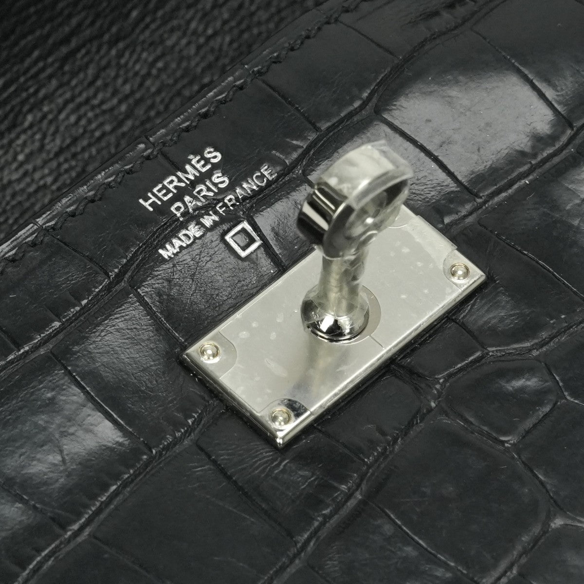 エルメス HERMES ケリーウォレット ケリーウォレットロング 財布 長財布 ロングウォレット アリゲーター クロコダイル ノワール Noir ブラック Black 黒 シルバー金具 エキゾチック