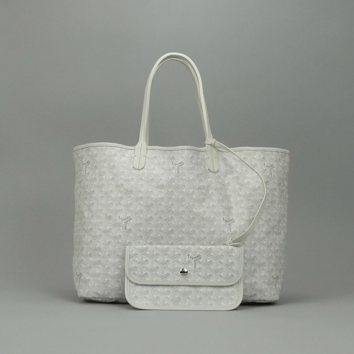 GOYARD Saint Louis PM Saint Louis PM Bag Tote Bag PVCx Leather White White Silver Hardware GOYARD Saint Louis Tote Bag