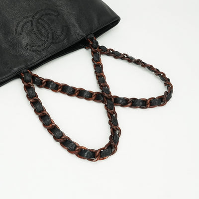 CHANEL 샤넬 백, 토트 백, 숄더 백, 캐비어 스킨, 검은 색, 실버 피팅, 체인 백, 체인 숄더 백, 코코 마크
