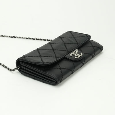 CHANEL 샤넬 Ultra stitch 가방 숄더백 램스 피부 검은 색 실버 하드웨어 CHANEL　Ultra stitch램스킨 체인 지갑
