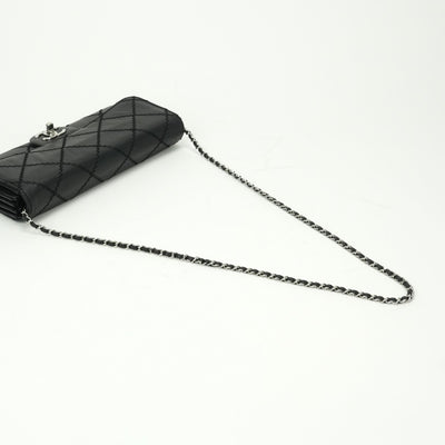 CHANEL 샤넬 Ultra stitch 가방 숄더백 램스 피부 검은 색 실버 하드웨어 CHANEL　Ultra stitch램스킨 체인 지갑