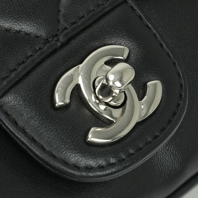 シャネル CHANEL マトラッセ ココマーク ターンロック シングルフラップ ダブルチェーン アコーディオン バッグ ショルダーバッグ ラムスキン ブラック black 黒 シルバー金具 チェーンショルダーバッグ ココマーク Sフラップ Wチェーン