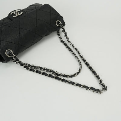 CHANEL CHANEL Wild Stitch Bag Shoulder Bag Caviar Skin Black Black Silver Hardware CHANEL Wild Stitch Caviar Skin
