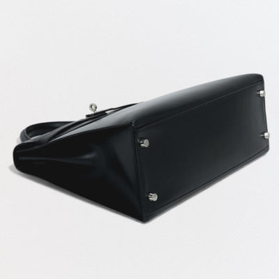 HERMES 헤르메스 Kelly 32 Kelly 32 가방 토트백 숄더백 박스 송아지 느와르 블랙 블랙 실버 하드웨어 핸드백 2Way 외부 봉제 V자형 하드웨어