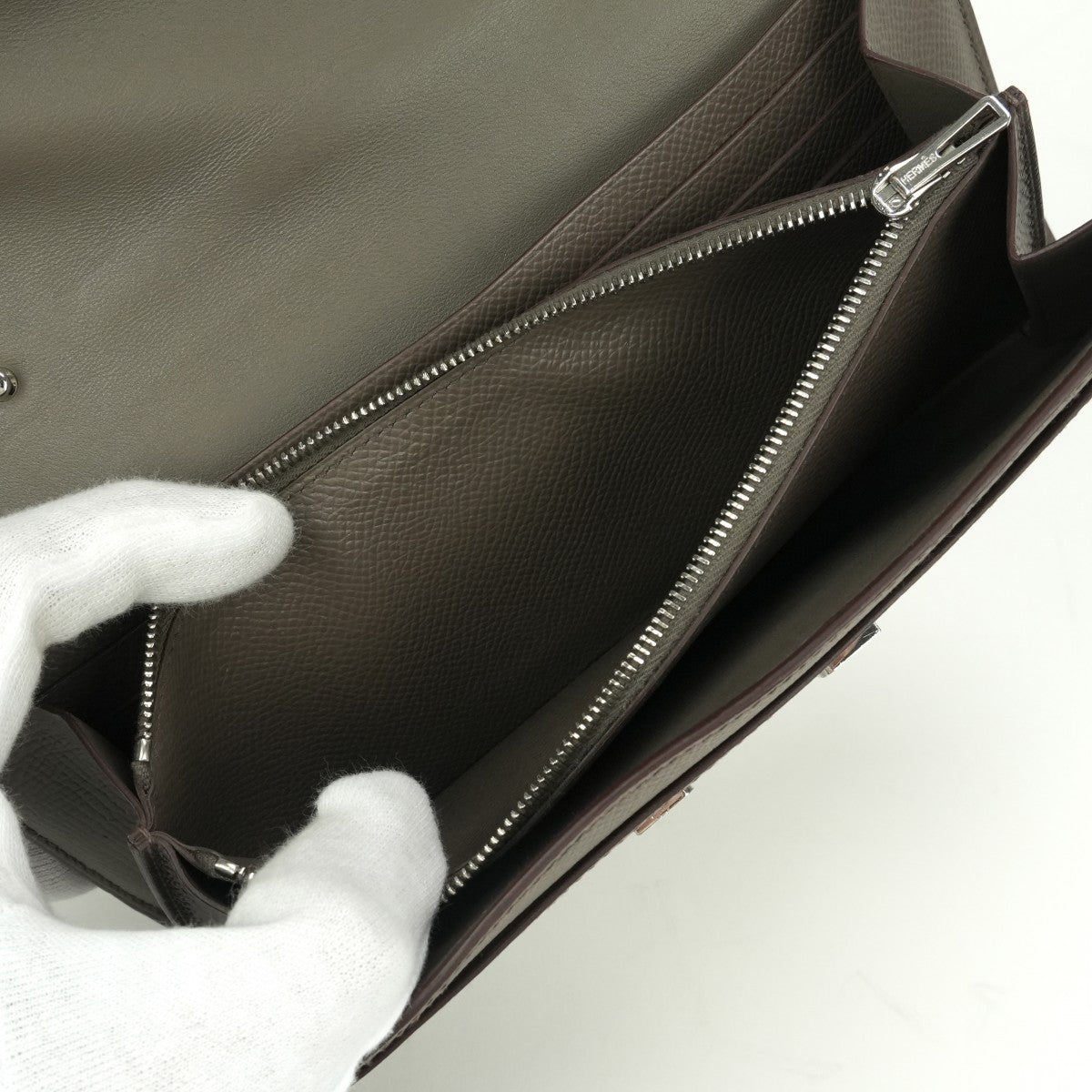 エルメス HERMES コンスタンスロングトゥーゴー コンスタンスロング トゥーゴー 財布 長財布 ロングウォレット エプソン エタン Etain グレー Gray シルバー金具 ヴォーエプソン