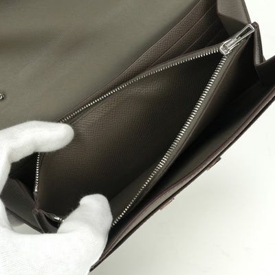エルメス HERMES コンスタンスロングトゥーゴー コンスタンスロング トゥーゴー 財布 長財布 ロングウォレット エプソン エタン Etain グレー Gray シルバー金具 ヴォーエプソン