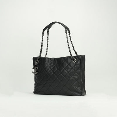 CHANEL 샤넬 Matelass? 가방, 토트 백, 캐비어 스킨, 검은 색, 검은 색, 실버 피팅, 코코 마크, 체인 숄더 백