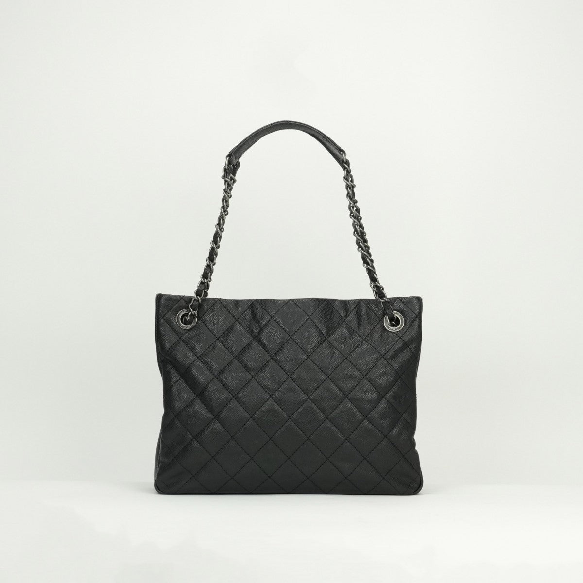 CHANEL 샤넬 Matelass? 가방, 토트 백, 캐비어 스킨, 검은 색, 검은 색, 실버 피팅, 코코 마크, 체인 숄더 백