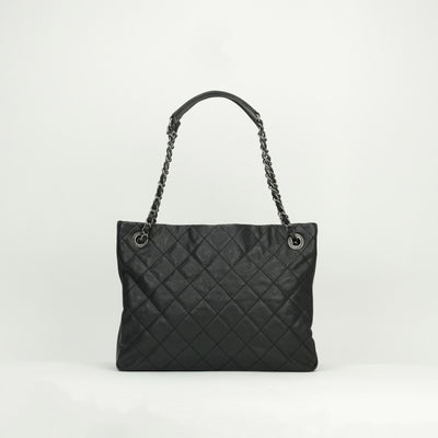 CHANEL 샤넬 Matelass? 가방, 토트 백, 캐비어 스킨, 검은 색, 검은 색, 실버 피팅, 코코 마크, 체인 숄더 백