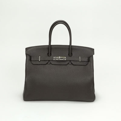 HERMES HERMES Birkin 35 Birkin 35 Bag Tote Bag Ebene Brown Brown Silver Hardware BirkinTote bag Togo
